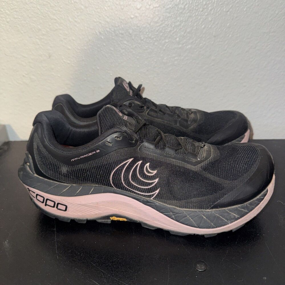Topo Athletic MTN Racer 3 Women's US 9.5 Trail Running Shoes Black Mauve Vibram